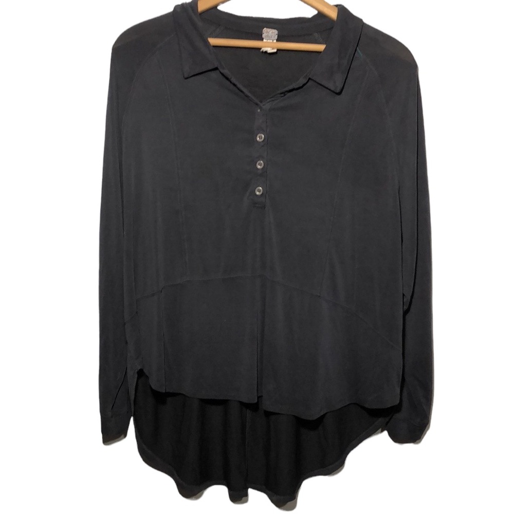 WE THE FREE | Women’s Rose Modal Oversized Henley Long Sleeve Top size Small